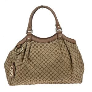 Gucci Diamante Canvas Sukey Tote Brown